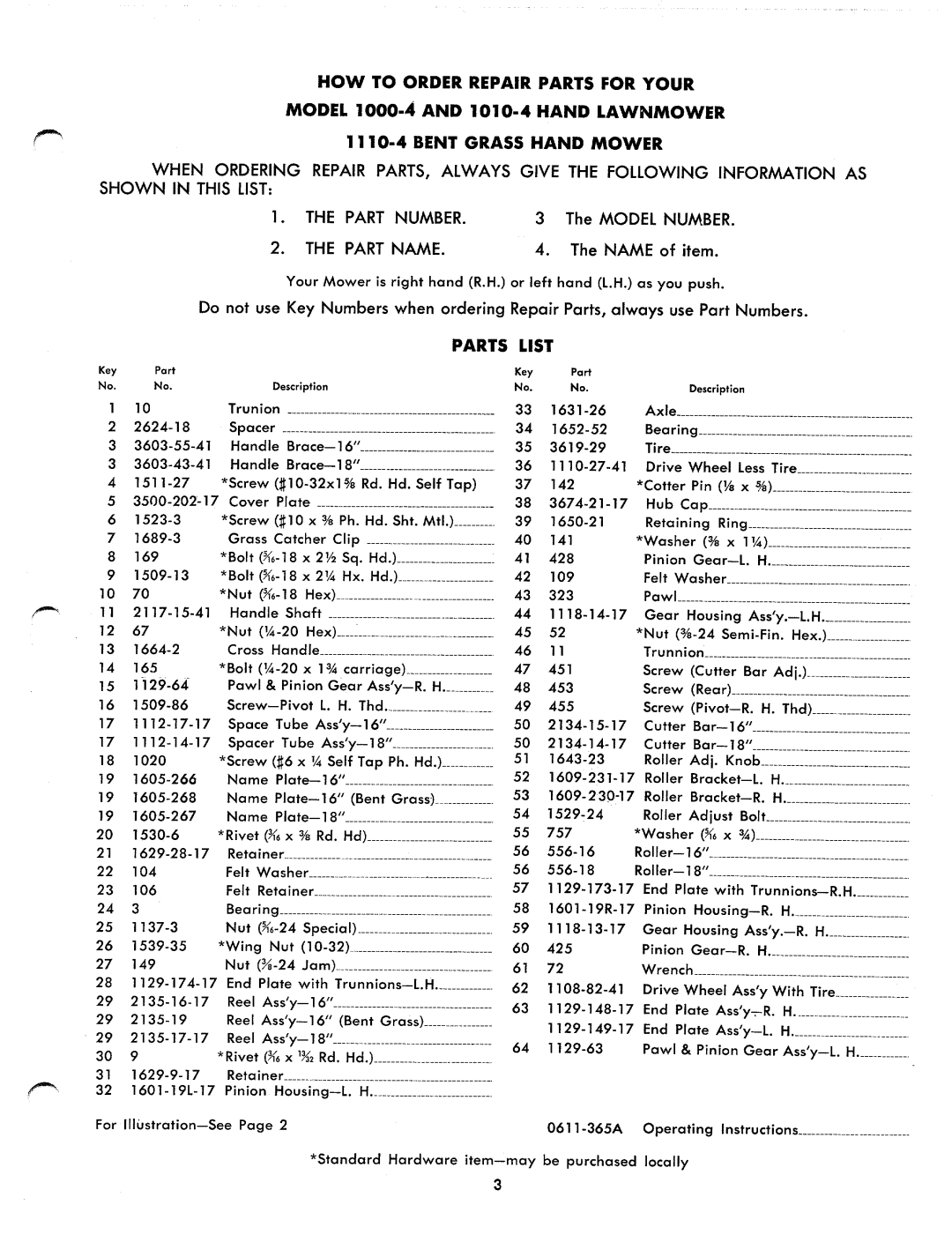 Yard-Man 1110-4, 1010-4, 1000-4 manual 