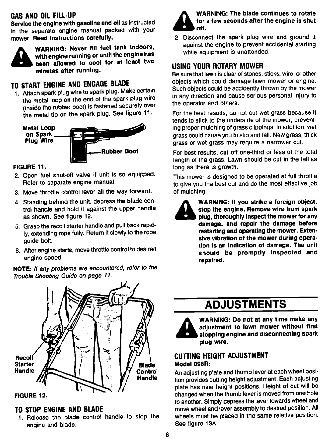 Yard-Man 111108R, 111098R manual 