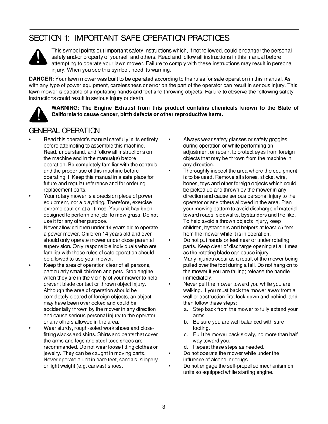 Yard-Man 11A-108Q401 manual Important Safe Operation Practices, General Operation 