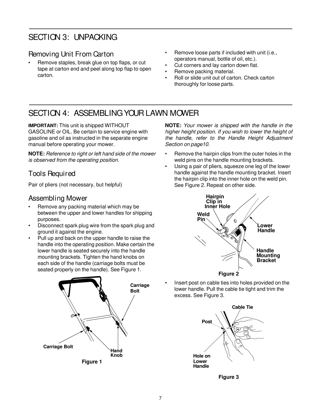 Yard-Man 11A-108Q401 Unpacking, Assembling Your Lawn Mower, Removing Unit From Carton, Tools Required, Assembling Mower 