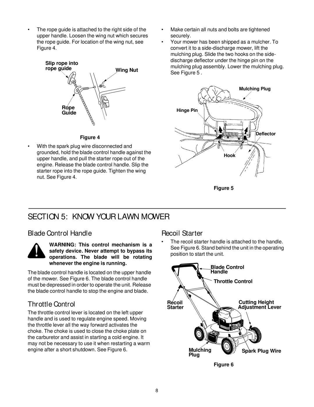 Yard-Man 11A-108Q401 manual Know Your Lawn Mower, Blade Control Handle, Throttle Control, Recoil Starter 