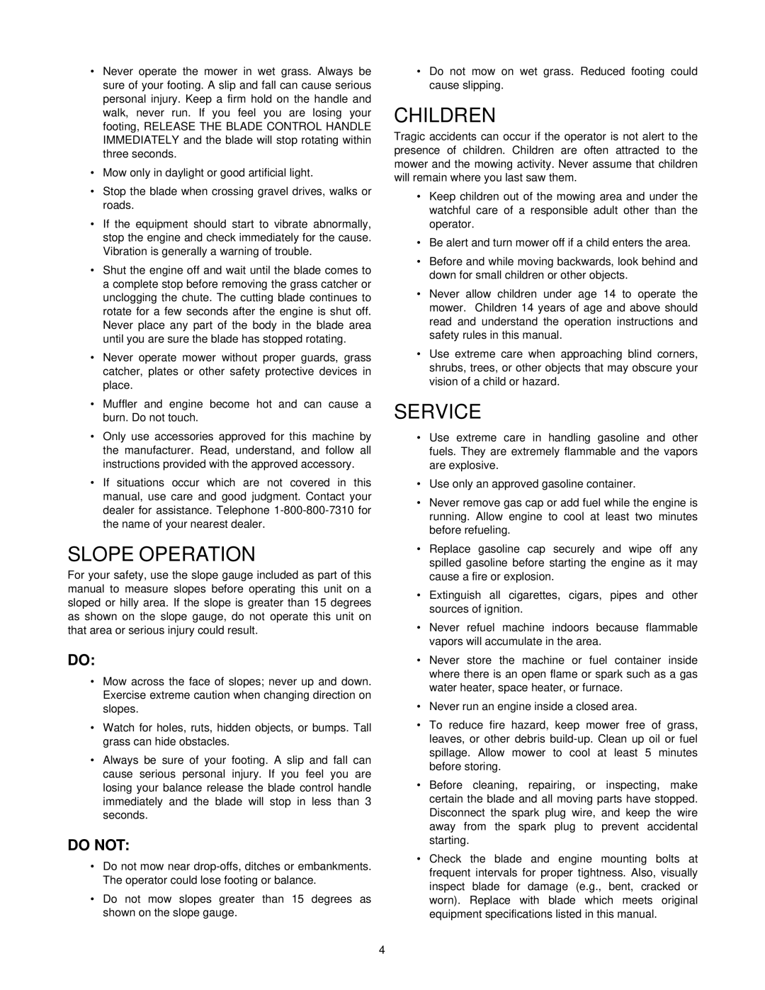 Yard-Man 11A-589C401 manual Slope Operation 