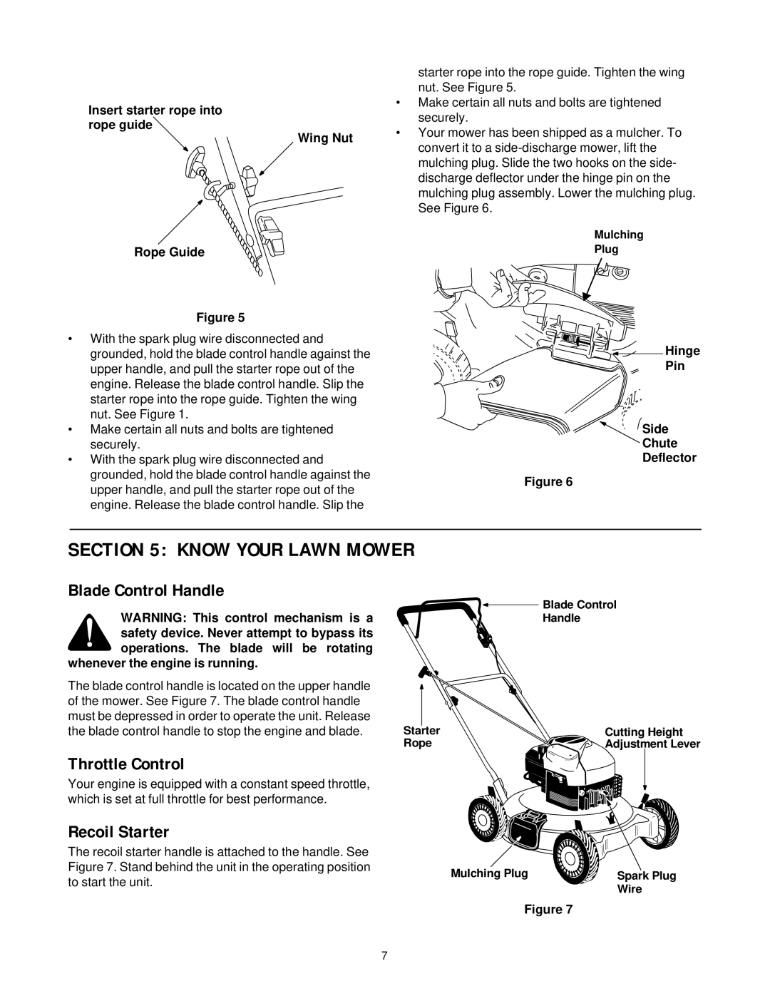 Yard-Man 11B-106C701, 11B-106C401 manual Know Your Lawn Mower, Blade Control Handle, Throttle Control, Recoil Starter 