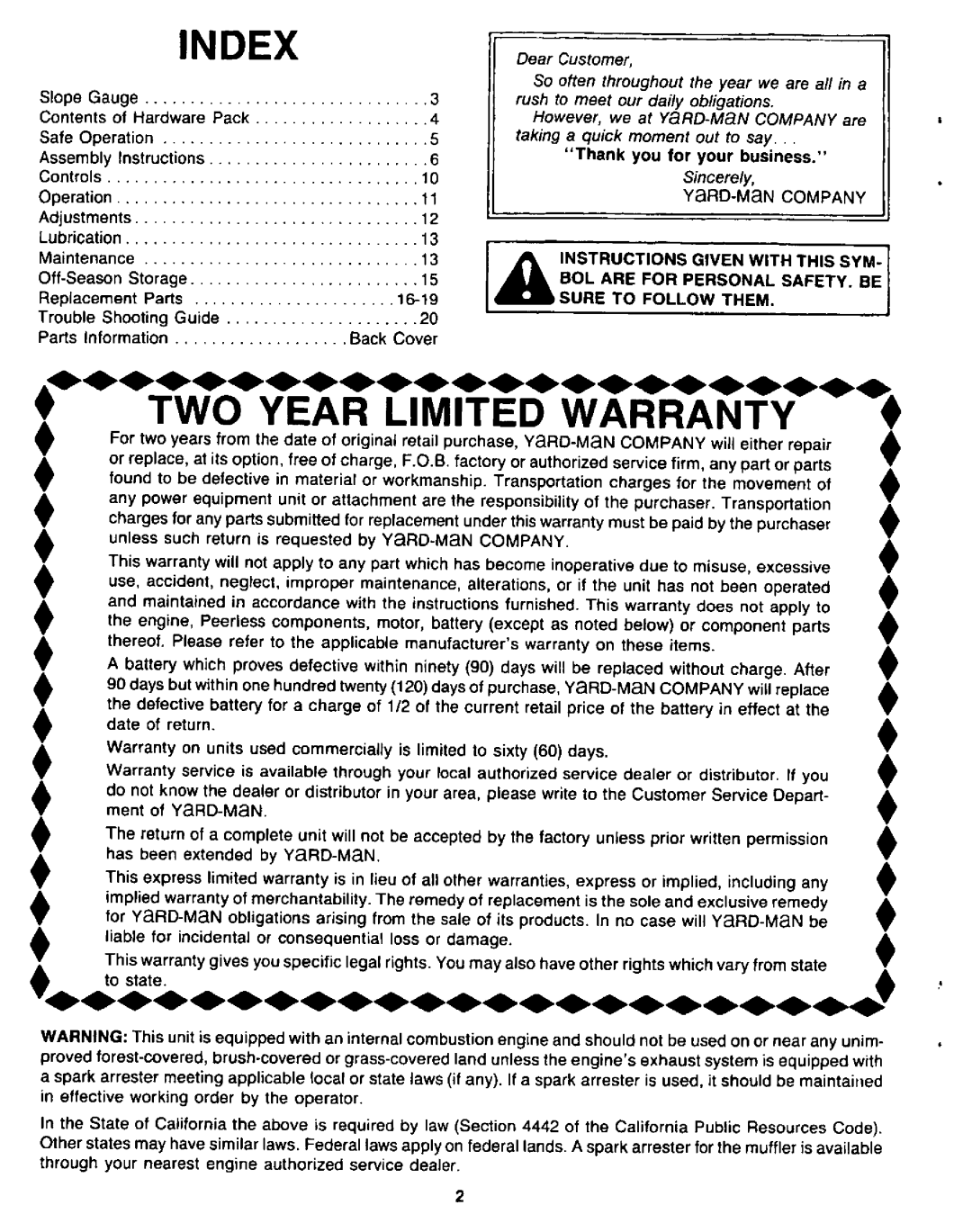 Yard-Man 120874R manual 