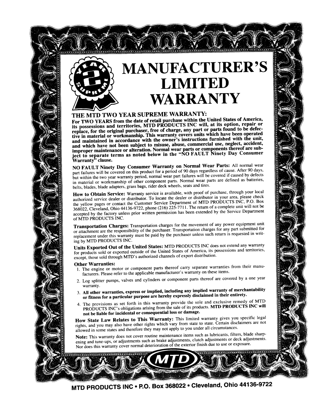 Yard-Man 123-246C401 manual 