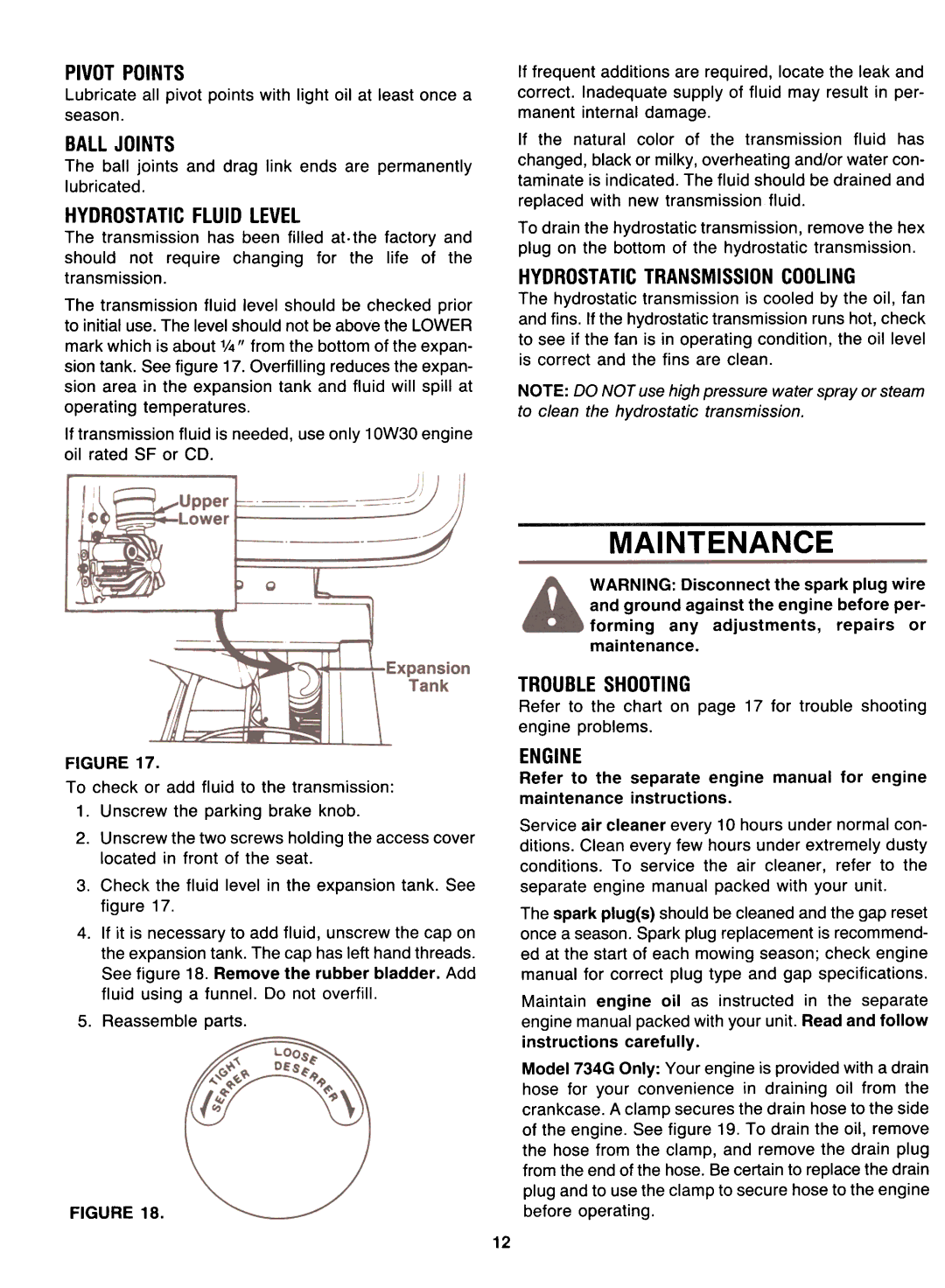 Yard-Man 131704G, 131704F, 131734G manual Engine 