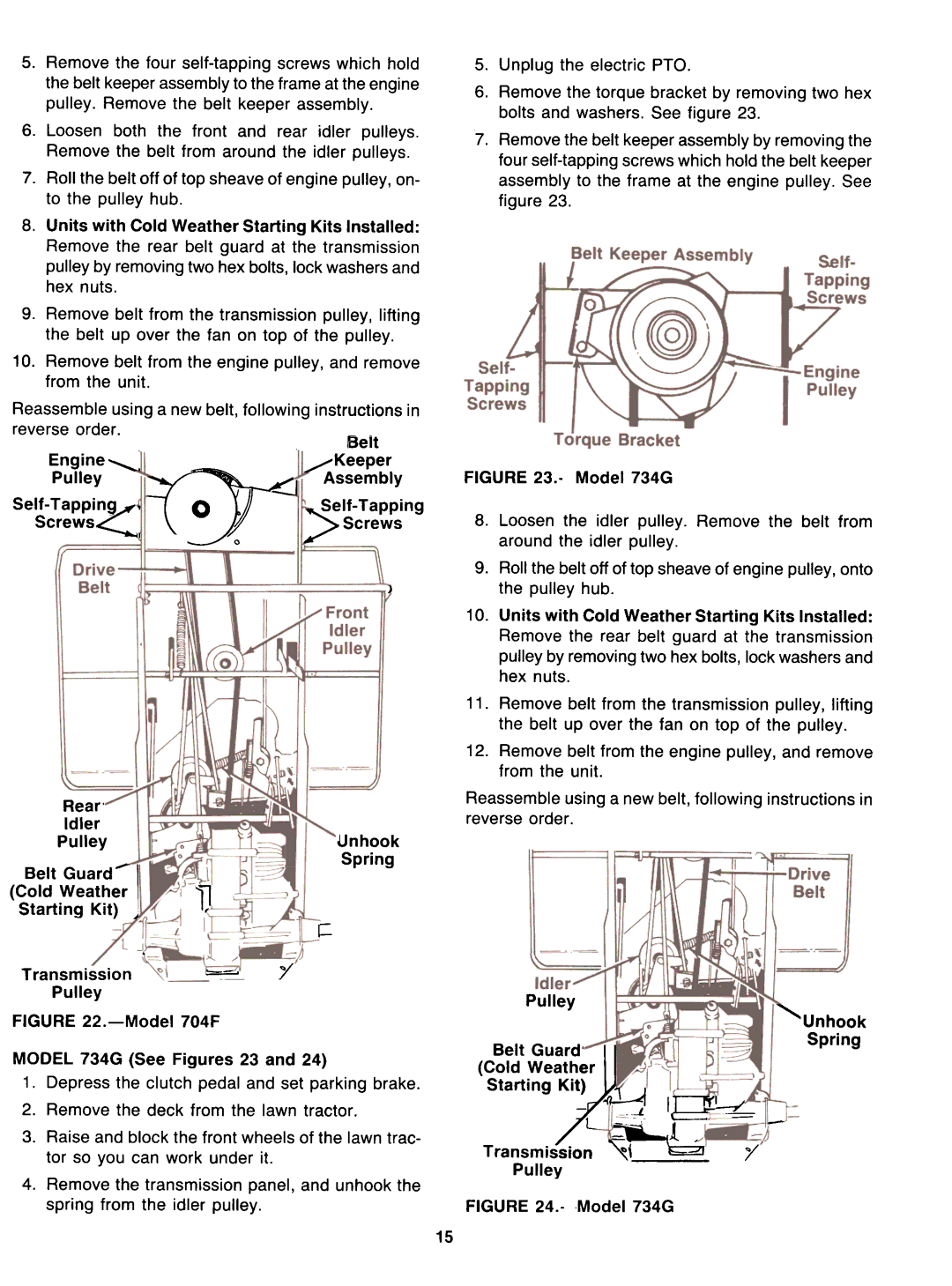 Yard-Man 131704G, 131704F, 131734G manual Aelt./Keeper, Screws, Unhook 