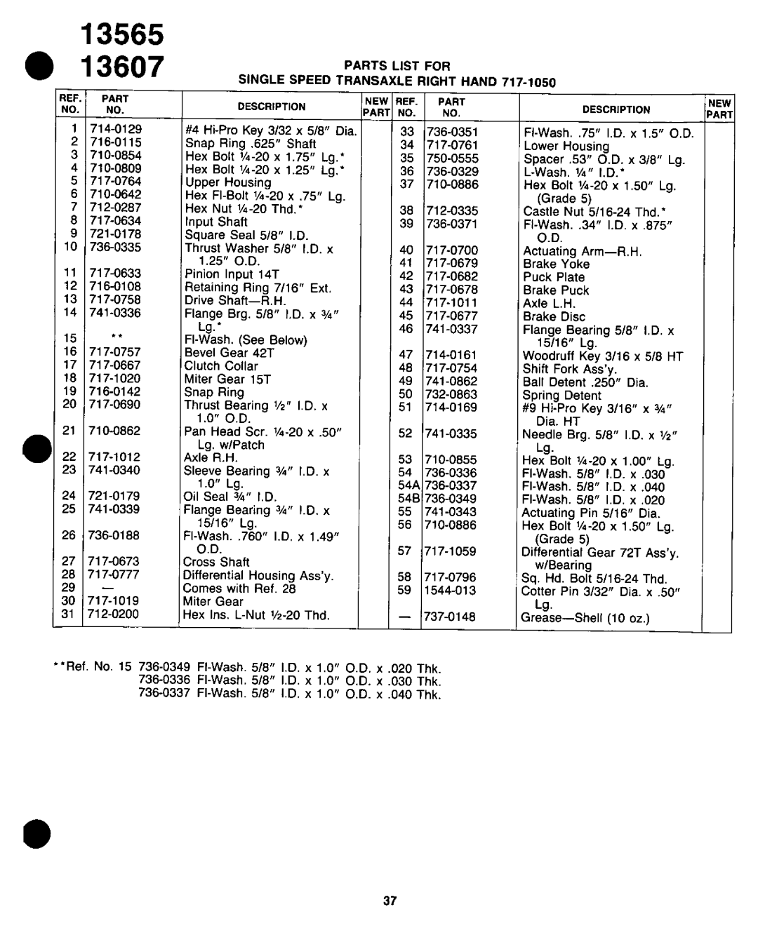 Yard-Man 13607-7, 135607-7, 13565-7 manual 