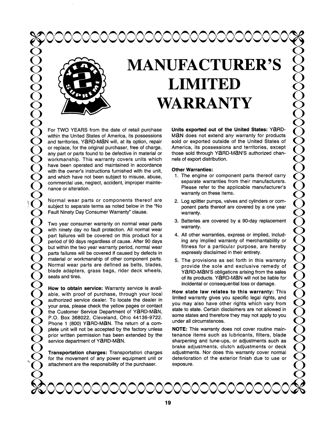 Yard-Man 135D614G401 manual 