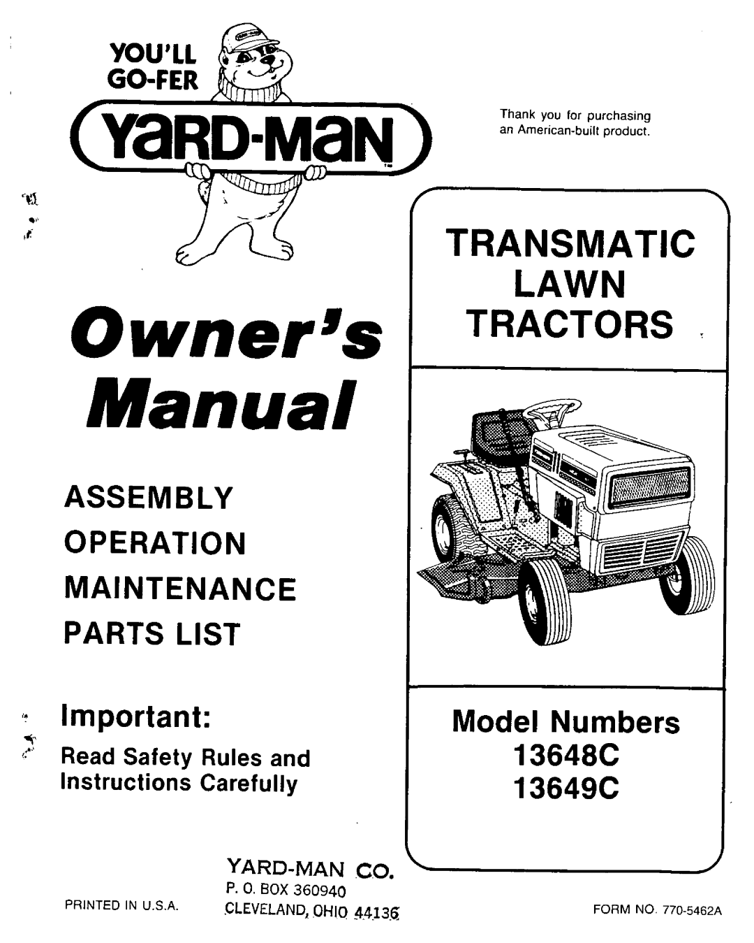 Yard-Man 13649C, 13648C manual 