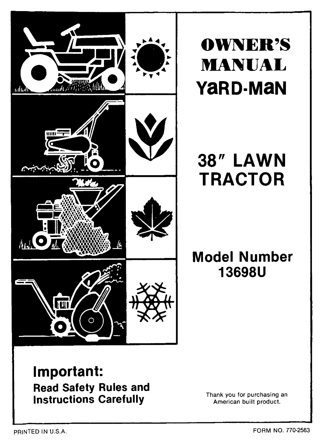 Yard-Man 13698U manual 