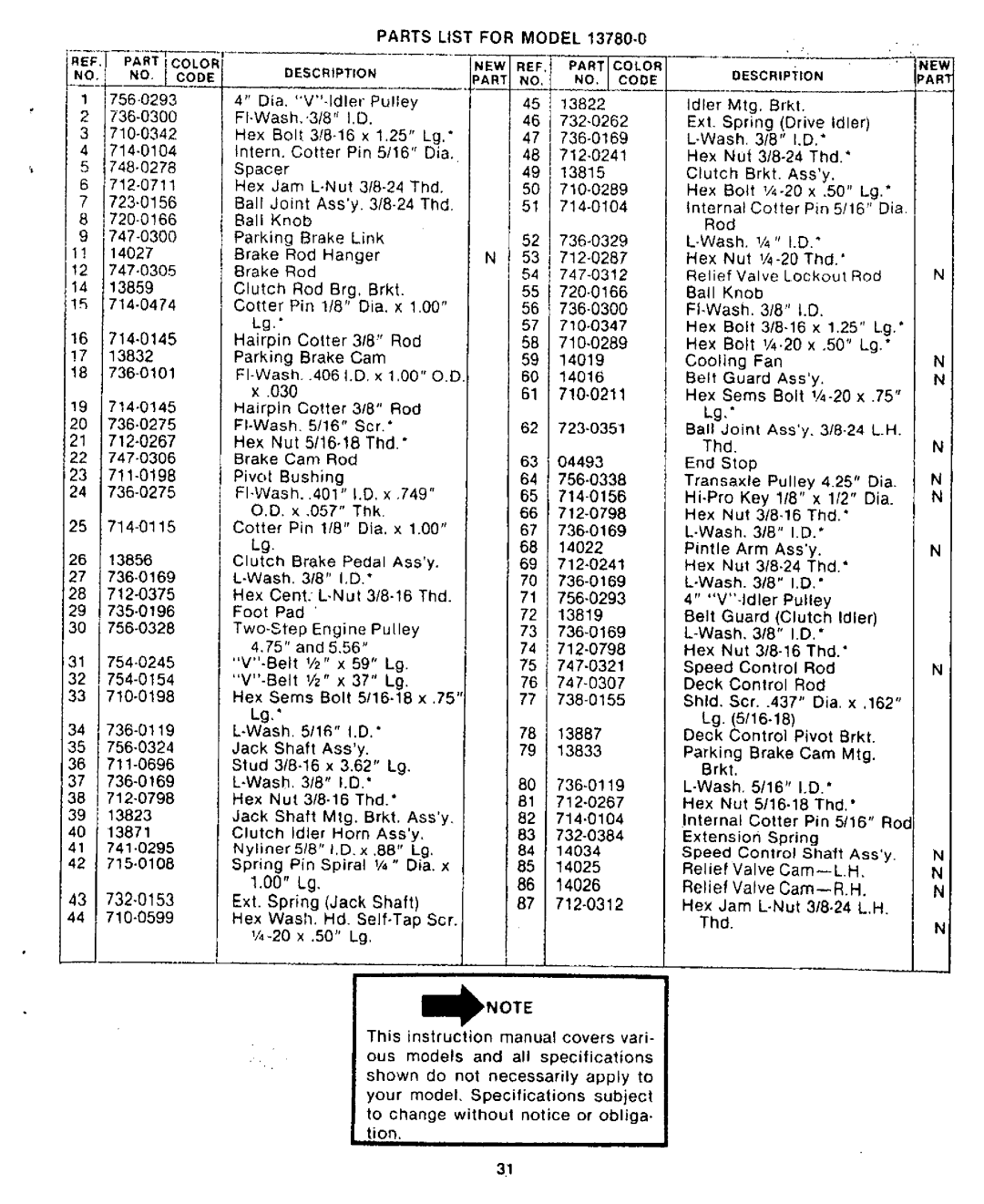 Yard-Man 13780-0 manual 