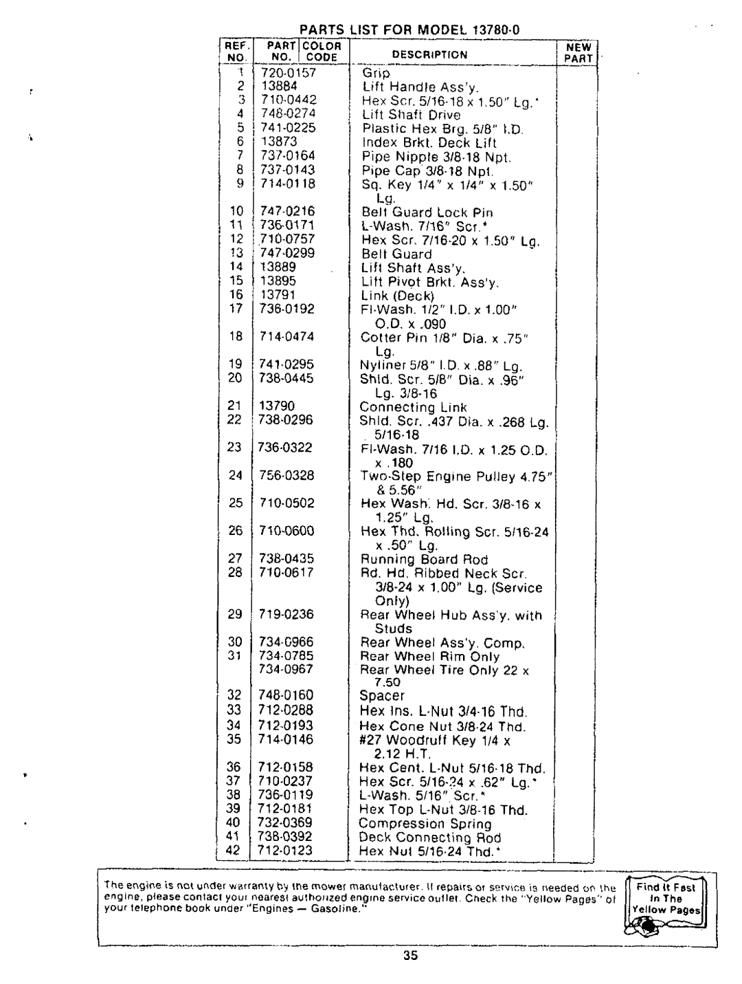 Yard-Man 13780-0 manual 