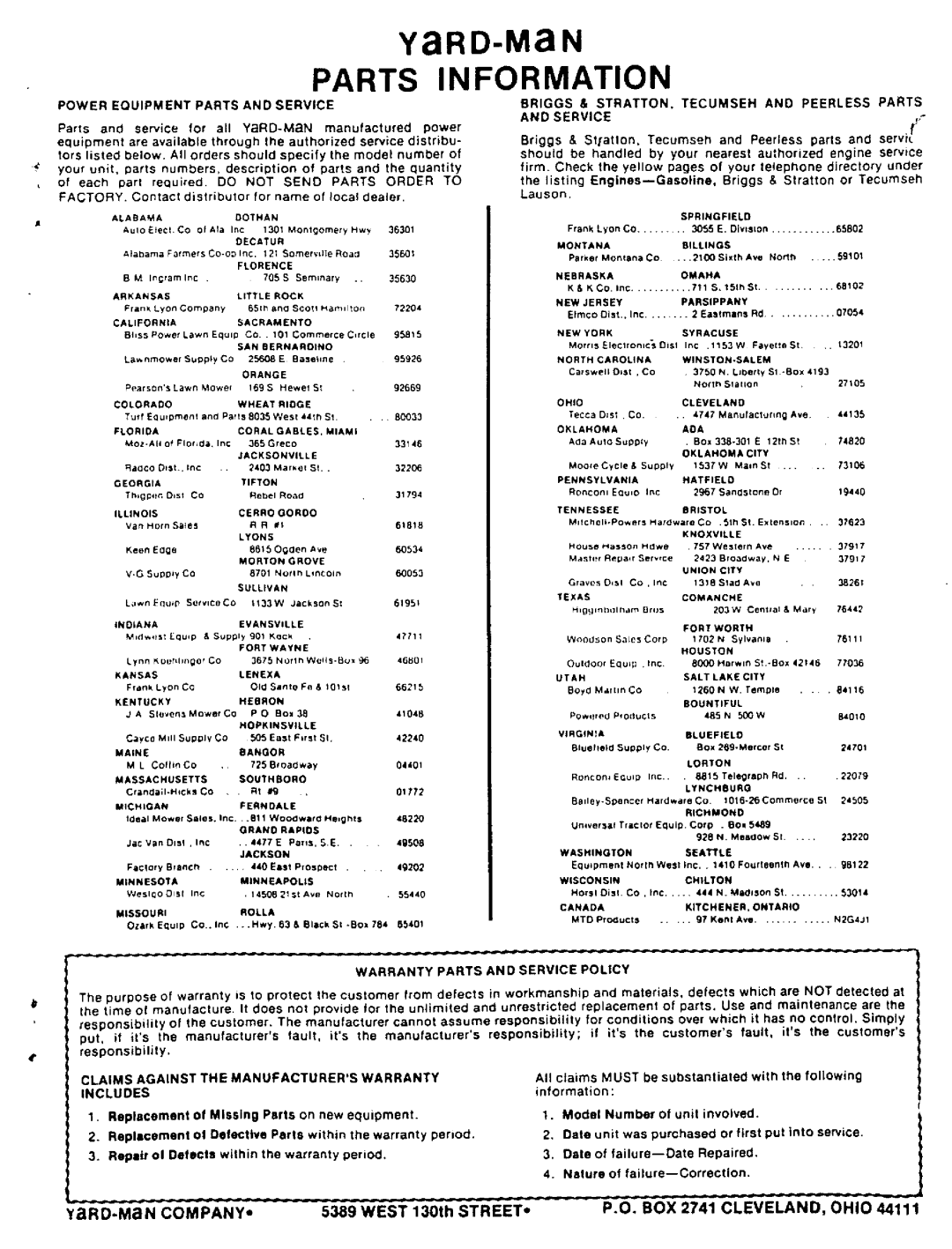 Yard-Man 13875A-8, 13885A-8 manual 