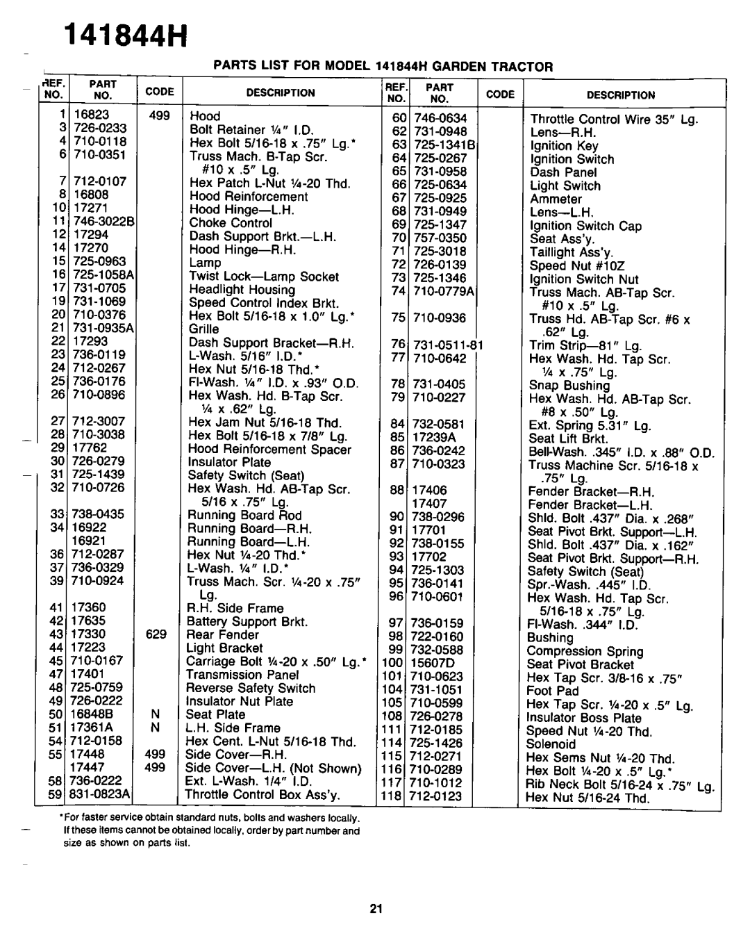 Yard-Man 141844H manual 