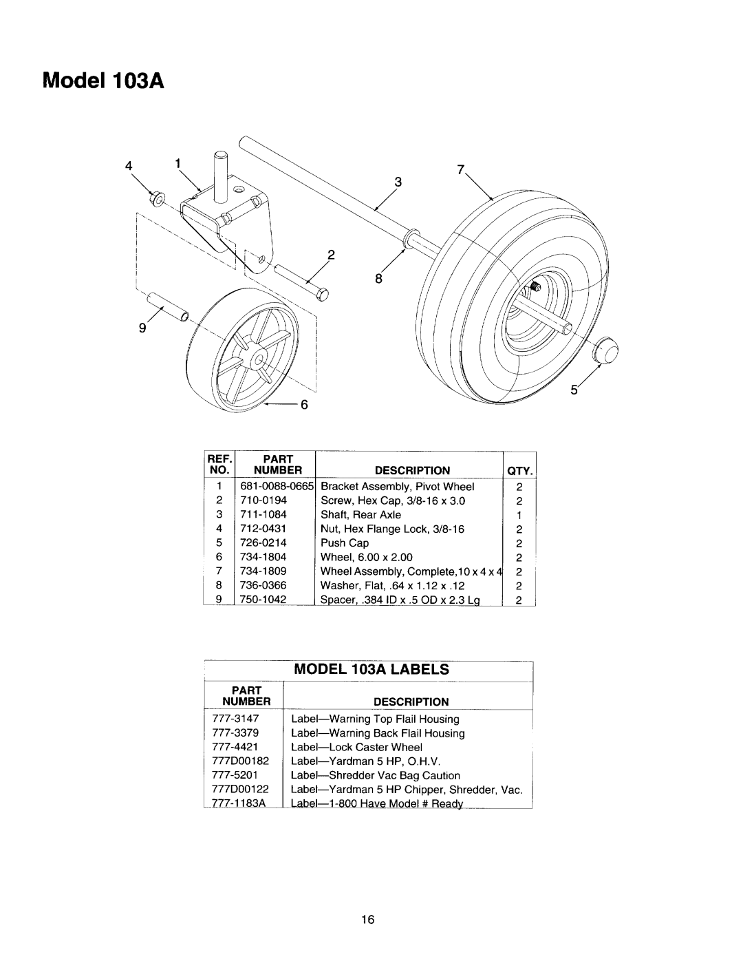 Yard-Man 203B, 103A manual 