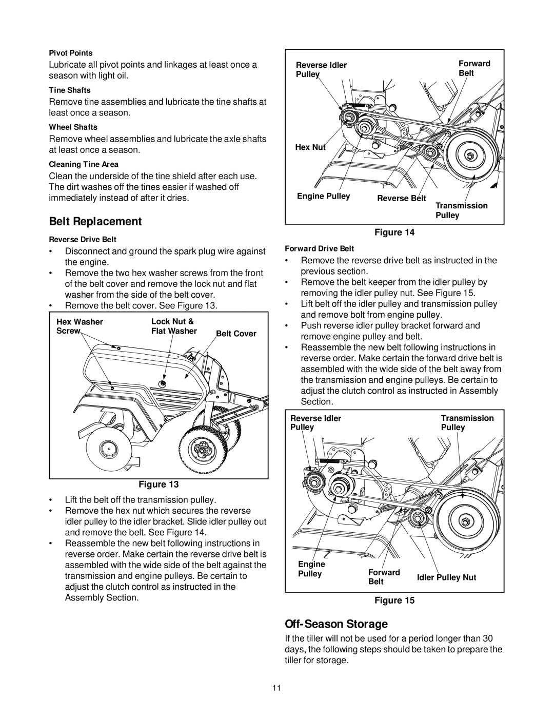 Yard-Man 21A-392B401 manual Belt Replacement, Off-Season Storage 