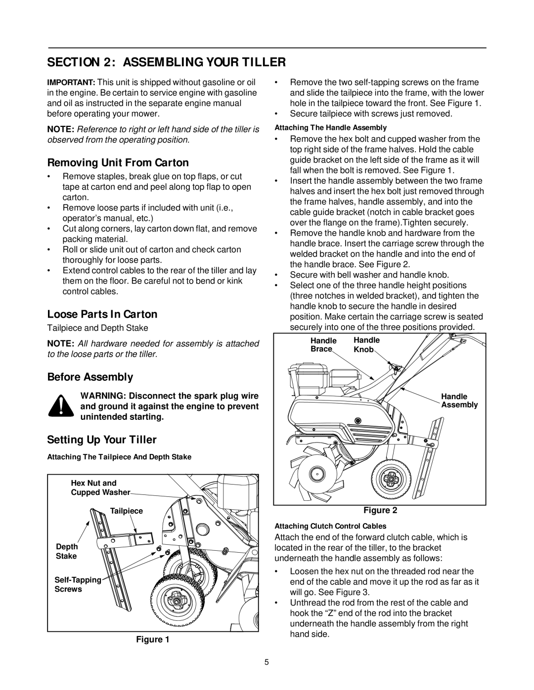 Yard-Man 21A-392B401 manual Assembling Your Tiller, Removing Unit From Carton, Loose Parts In Carton 