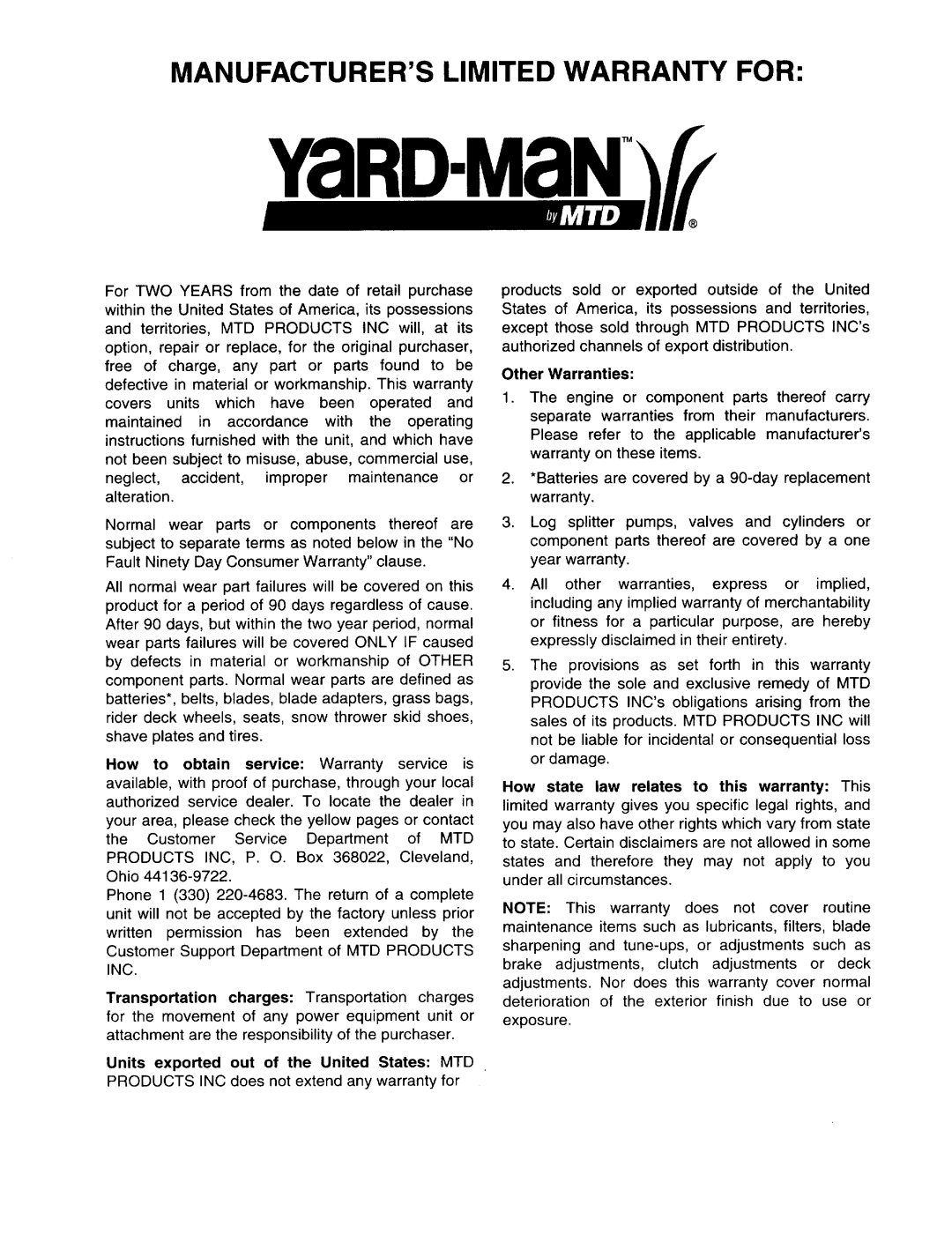 Yard-Man 21A-458B401 manual 