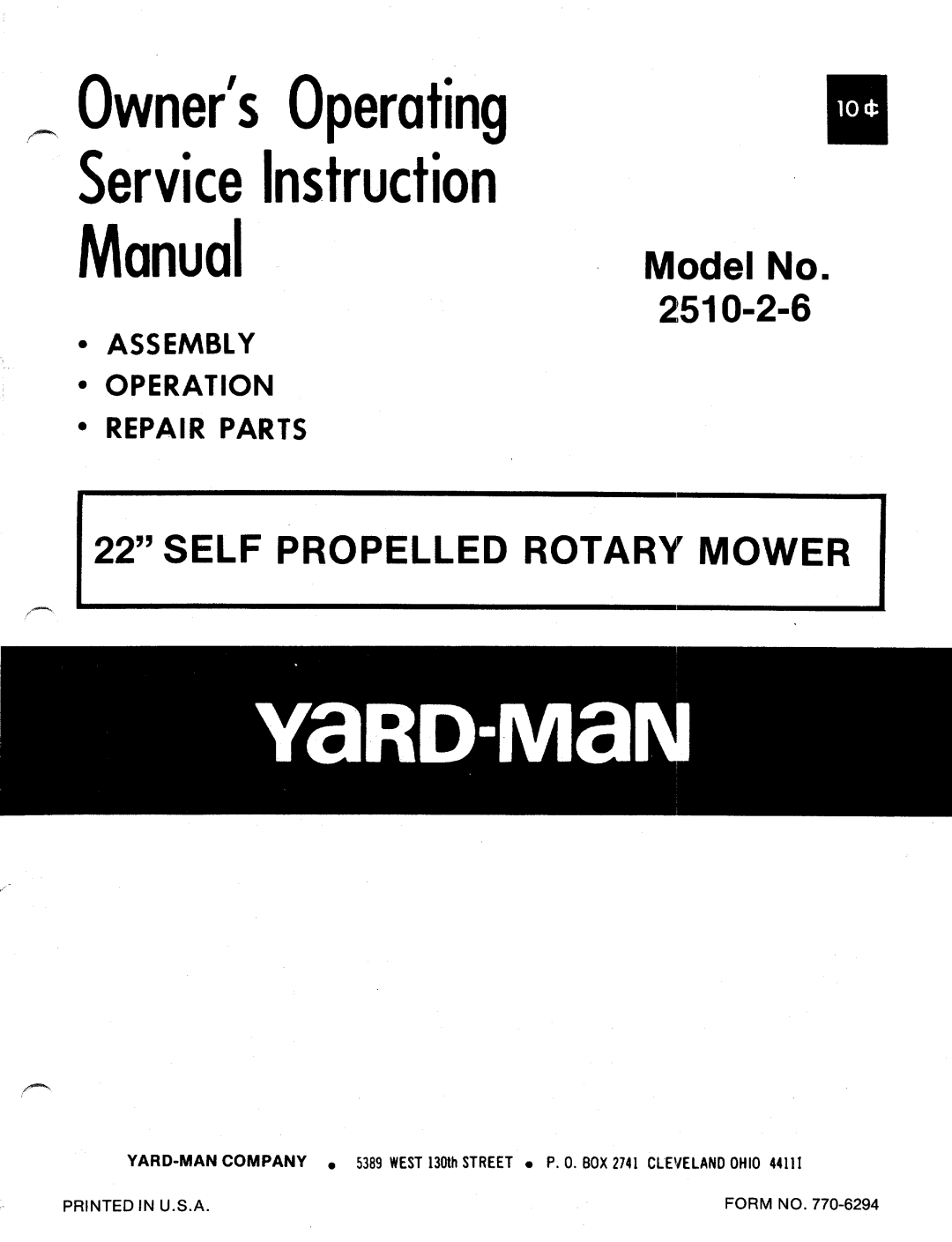 Yard-Man 222836 manual 