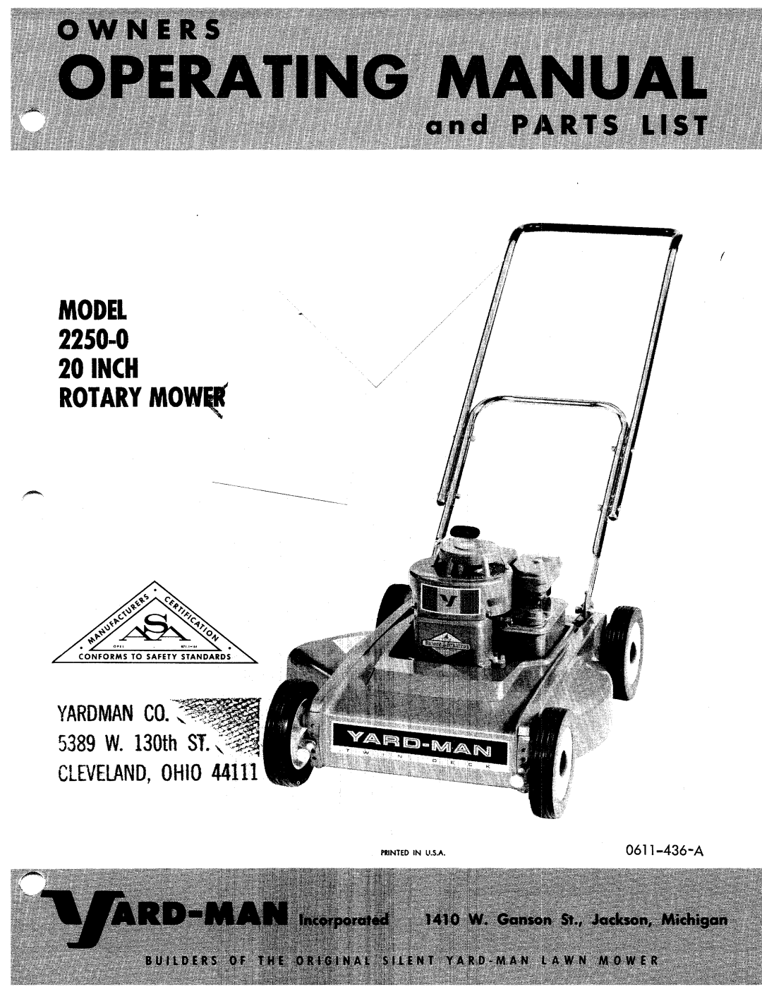 Yard-Man 2250-0 manual 