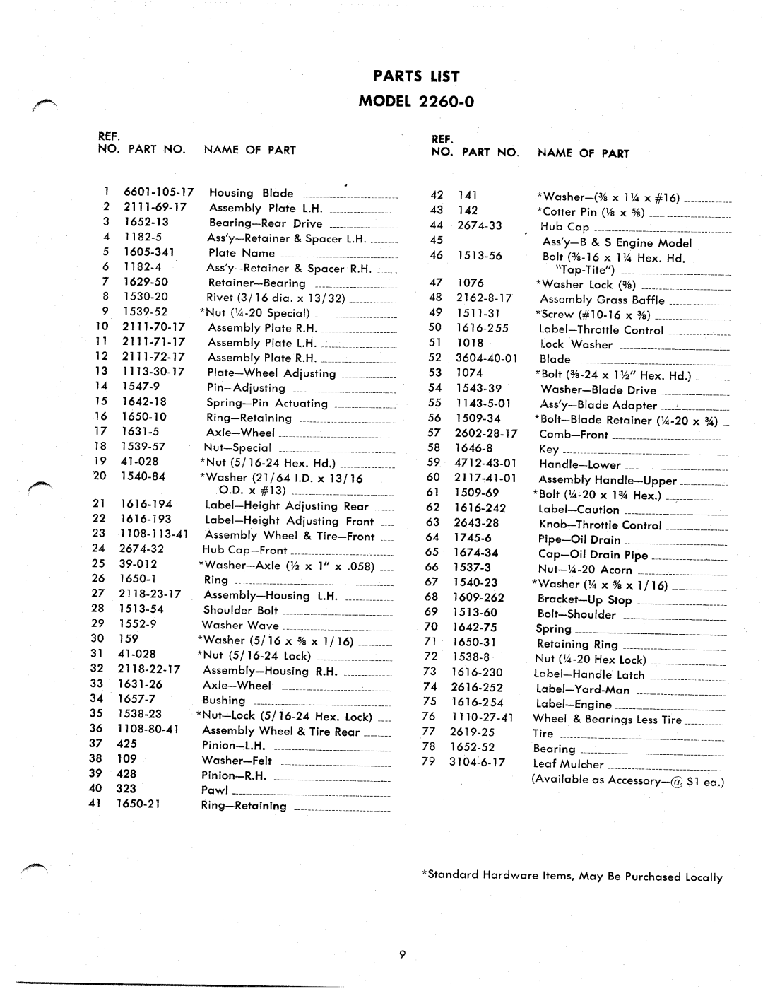 Yard-Man 2260-0 manual 