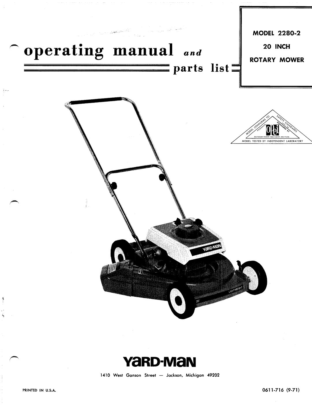 Yard-Man 2280-2 manual 