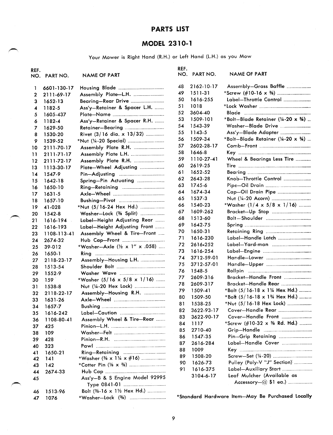 Yard-Man 2310-1 manual 