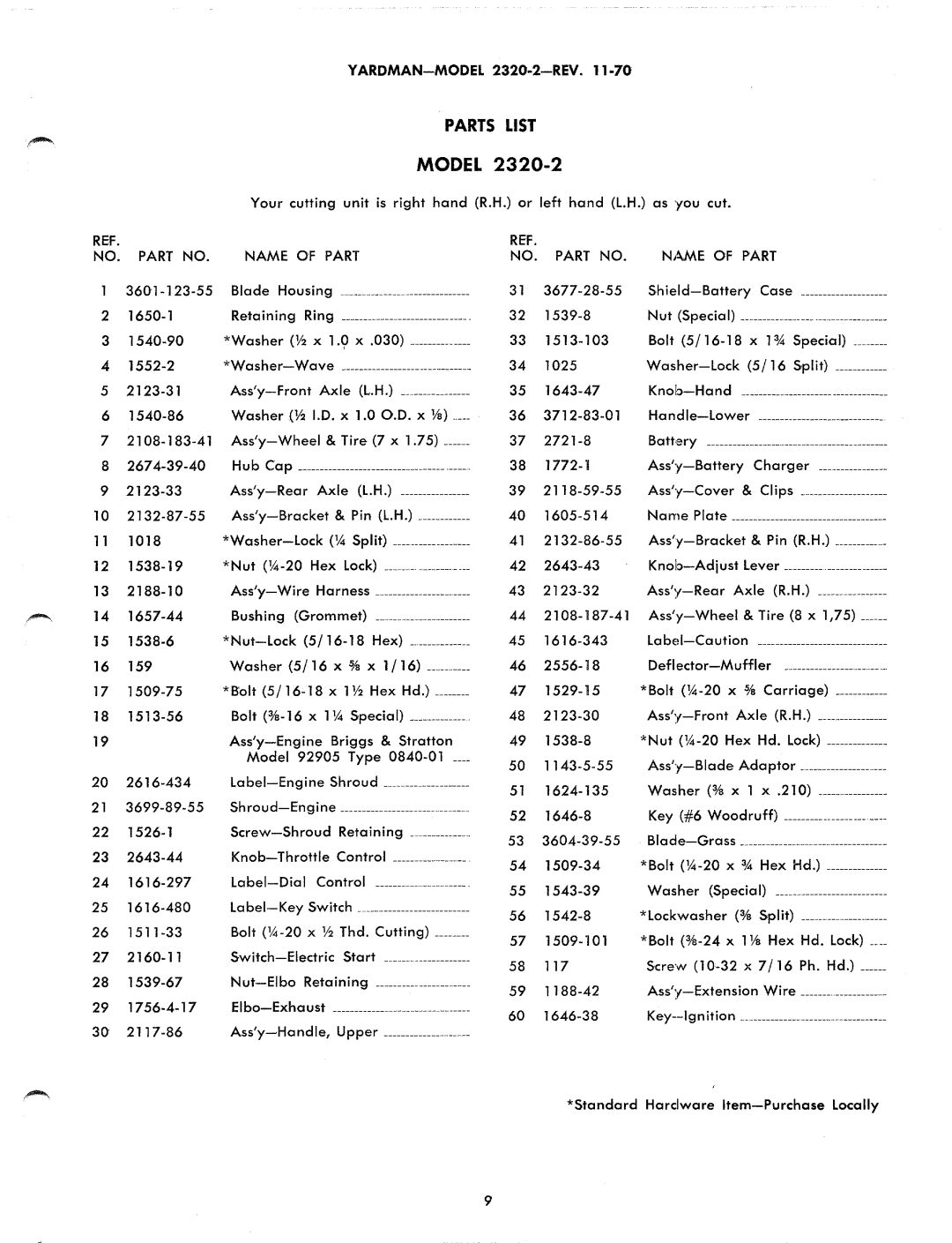 Yard-Man 2320-220 manual 