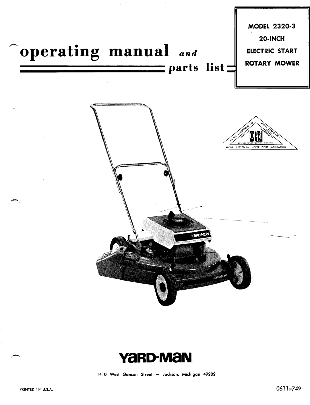 Yard-Man 2320-3 manual 