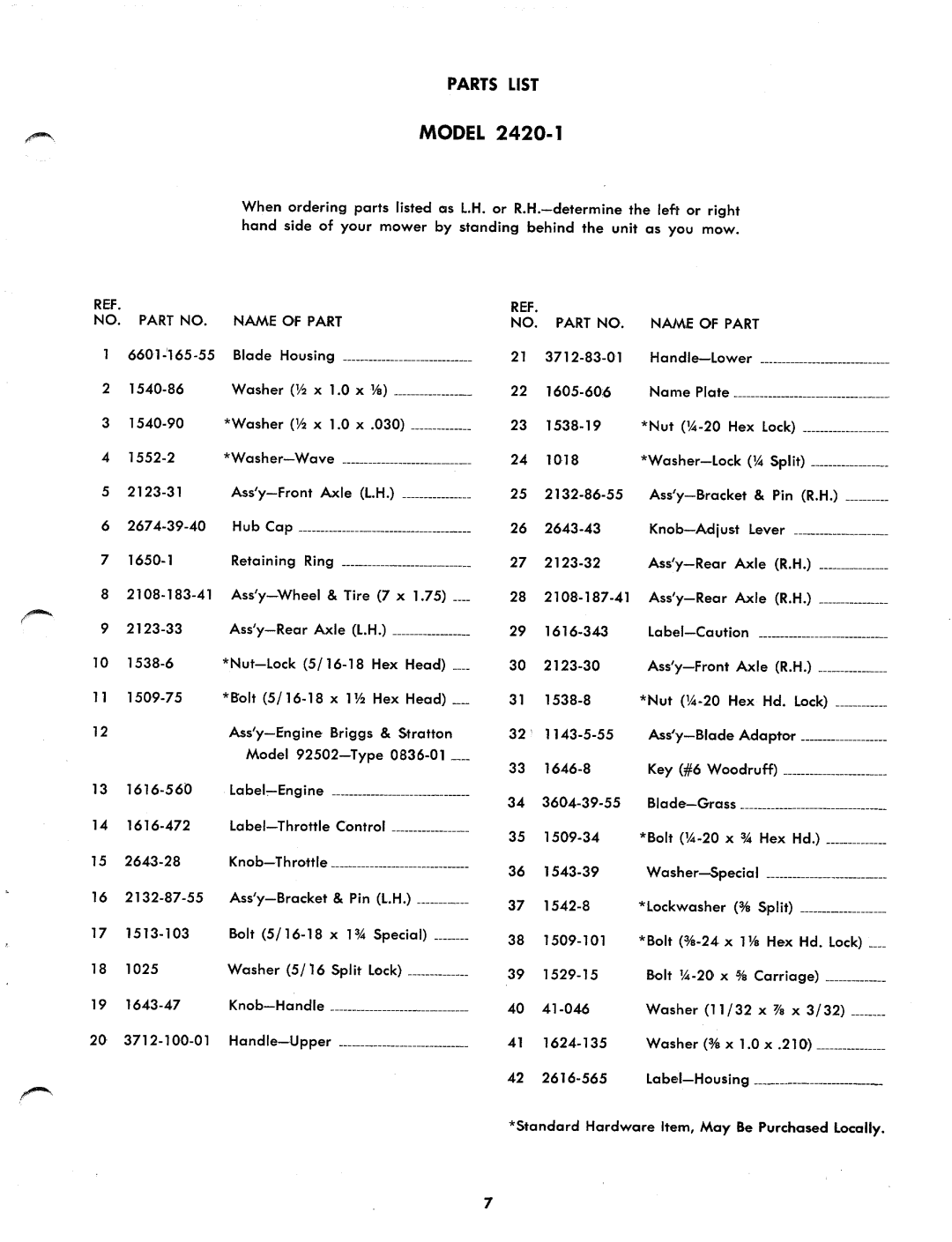 Yard-Man 2420-1 manual 