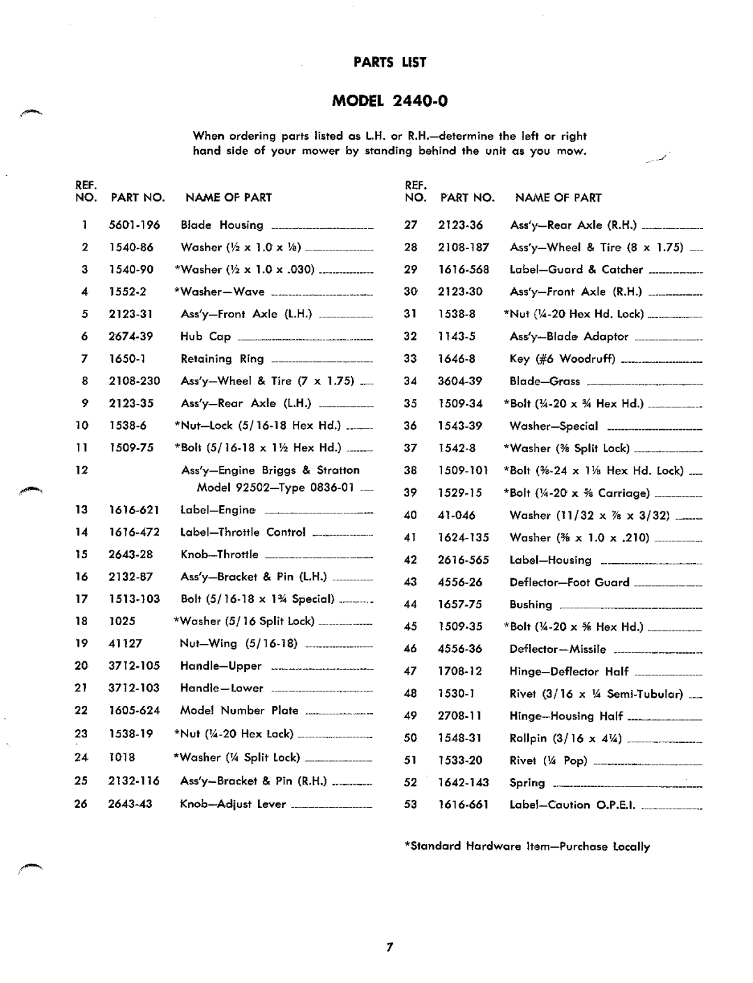 Yard-Man 2440-0 manual 