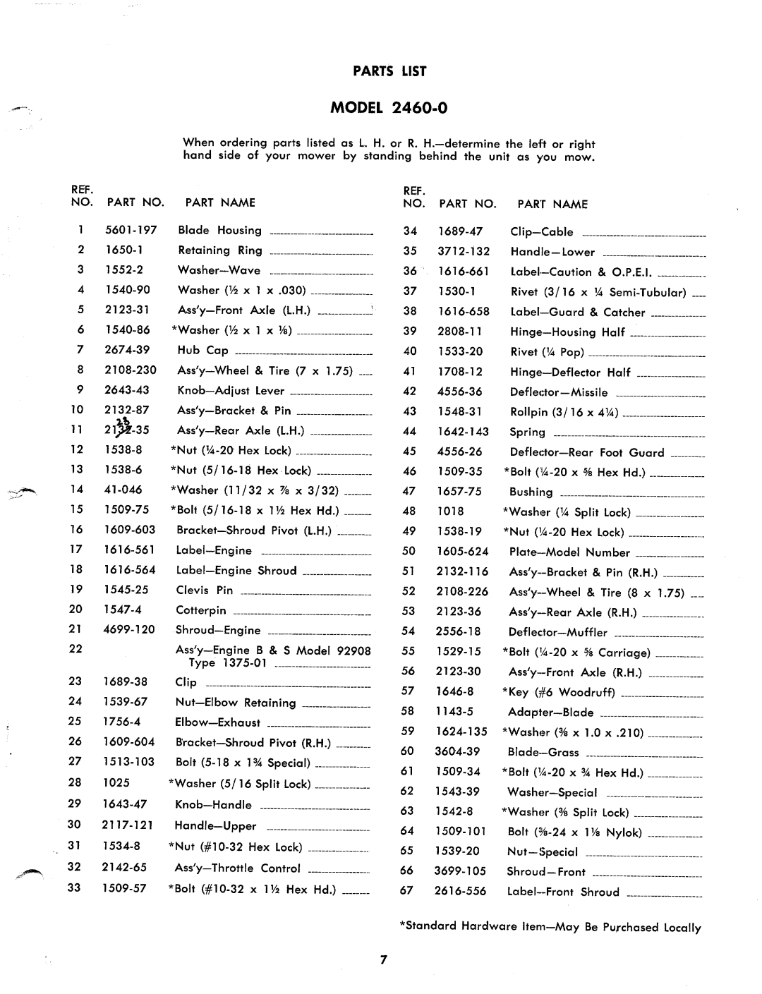 Yard-Man 2460-0 manual 