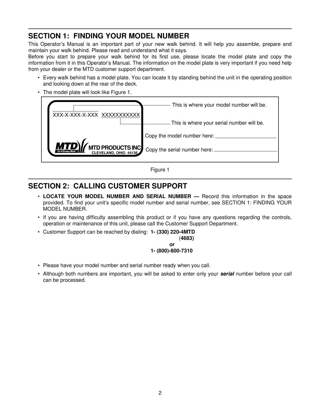 Yard-Man 247.37979 manual Finding Your Model Number, Calling Customer Support, Copy the serial number here, 4683 