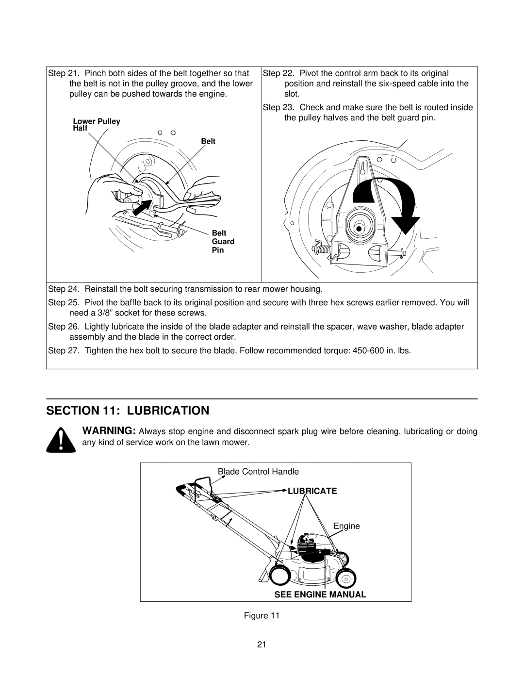 Yard-Man 247.37979 manual Lubrication, See Engine Manual 