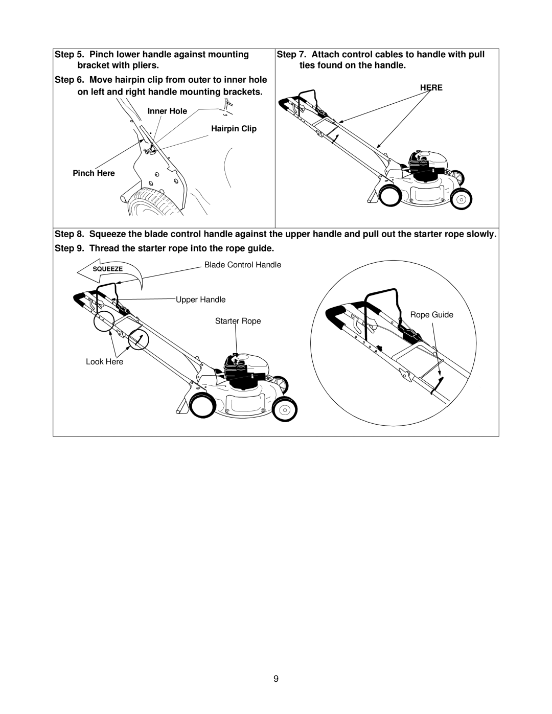 Yard-Man 247.37979 manual Inner Hole Hairpin Clip Pinch Here 