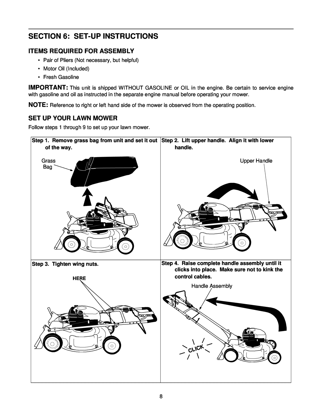 Yard-Man 247.37979 manual Set-Upinstructions, Items Required For Assembly, Set Up Your Lawn Mower 