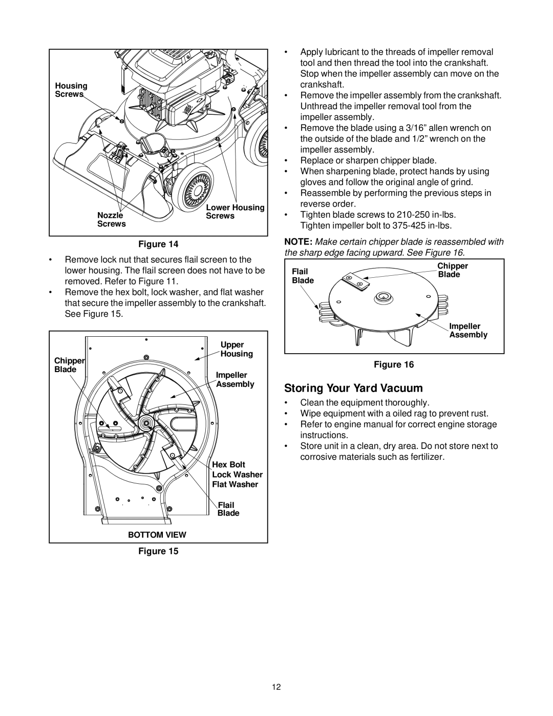 Yard-Man 247.77038 manual Screws, Lower Housing, Nozzle, Chipper, Flail, Blade, Impeller, Hex Bolt 