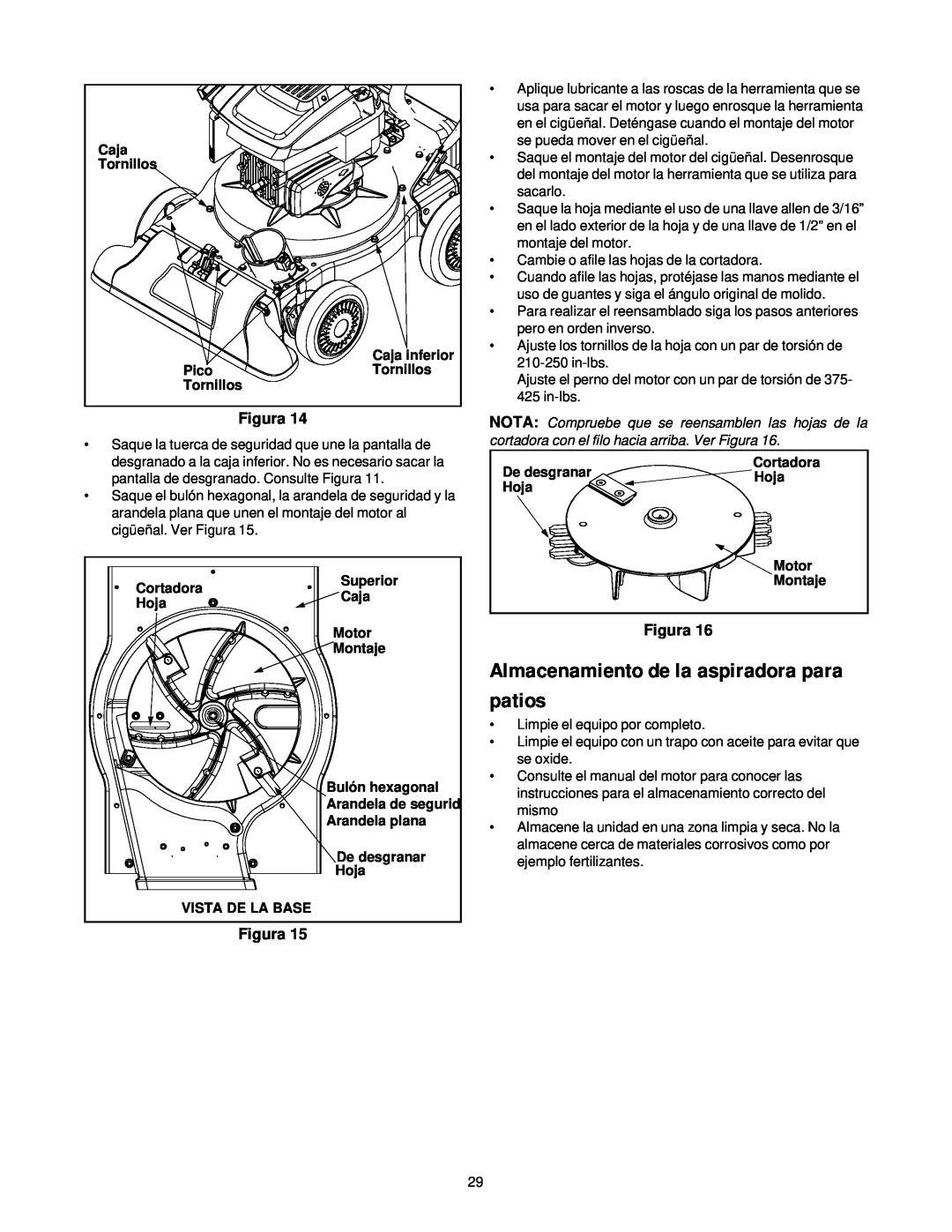 Yard-Man 247.77038 manual Almacenamiento de la aspiradora para patios, Figura 