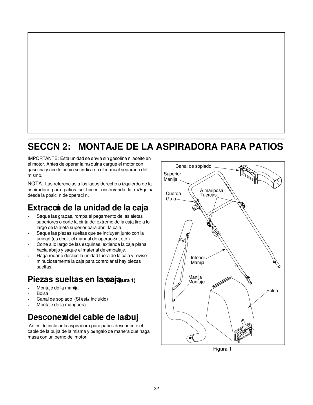 Yard-Man 24A-060F401 Sección 2 Montaje DE LA Aspiradora Para Patios, Extracción de la unidad de la caja, Canal de soplado 