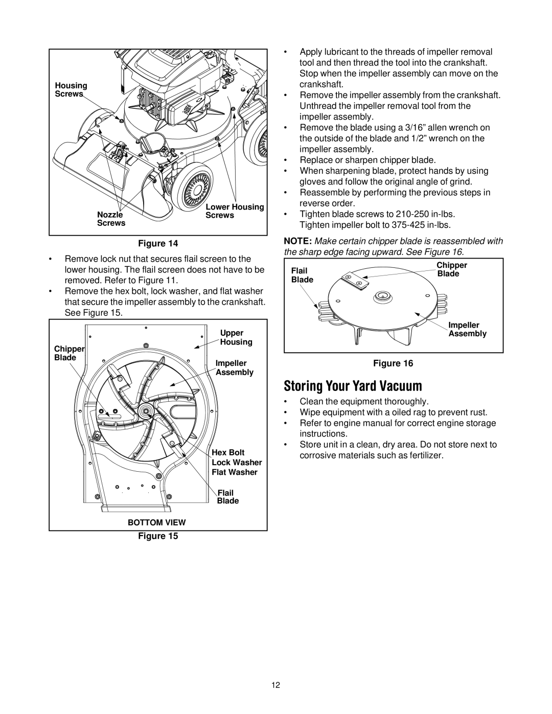 Yard-Man 24A-061I401 manual Storing Your Yard Vacuum 