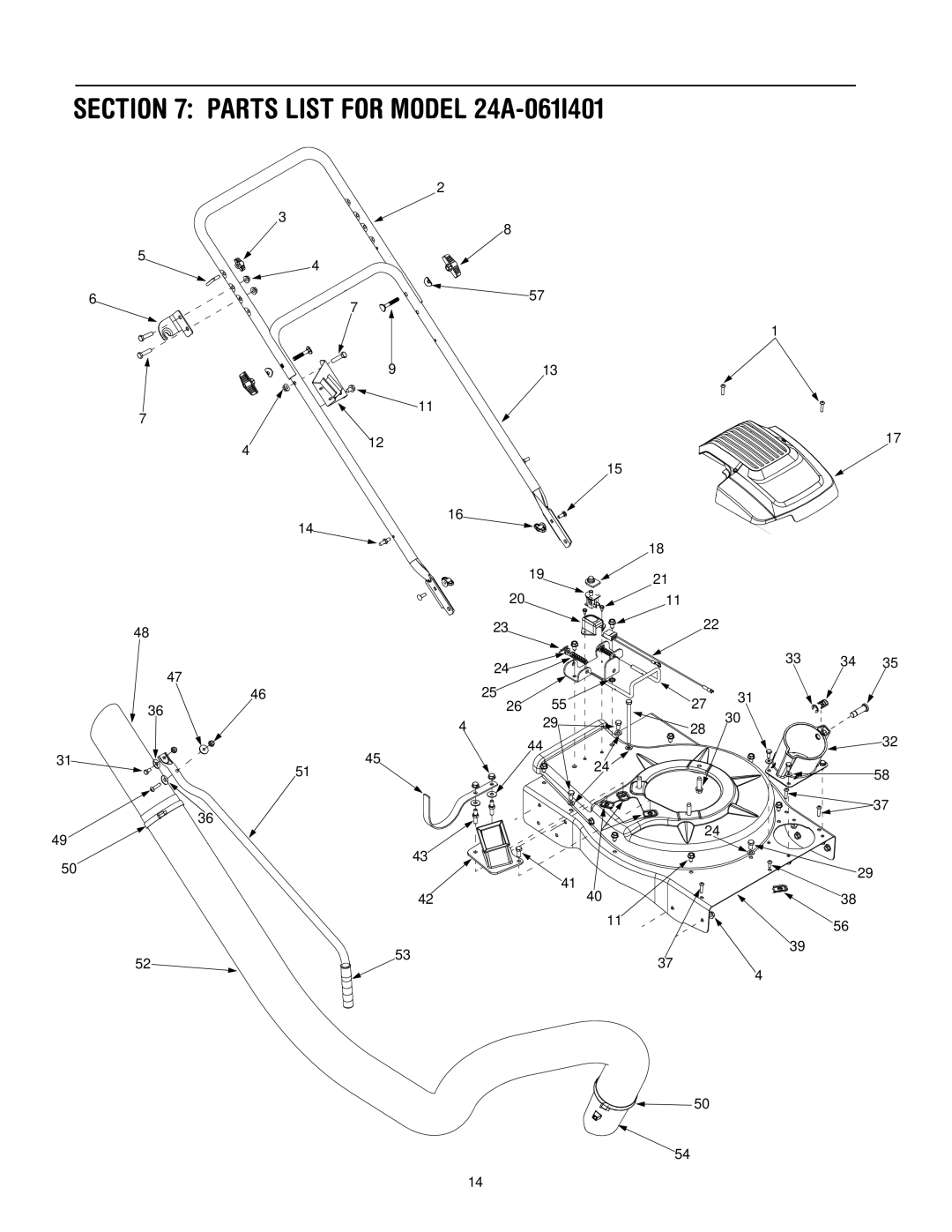 Yard-Man manual Parts List for Model 24A-061I401 