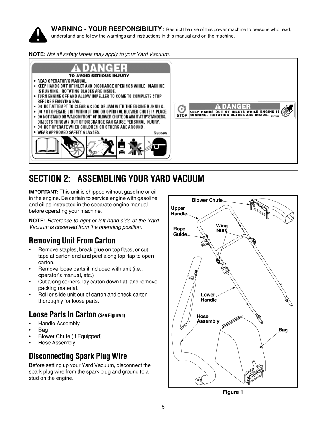 Yard-Man 24A-061I401 manual Assembling Your Yard Vacuum, Removing Unit From Carton, Loose Parts In Carton See Figure 