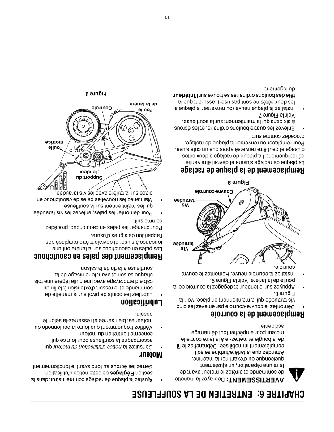 Yard-Man 2B5 & 295 Souffleuse LA DE Entretien 6 Chapitre, Lubrification, Moteur, Raclage de plaque la de Remplacement 