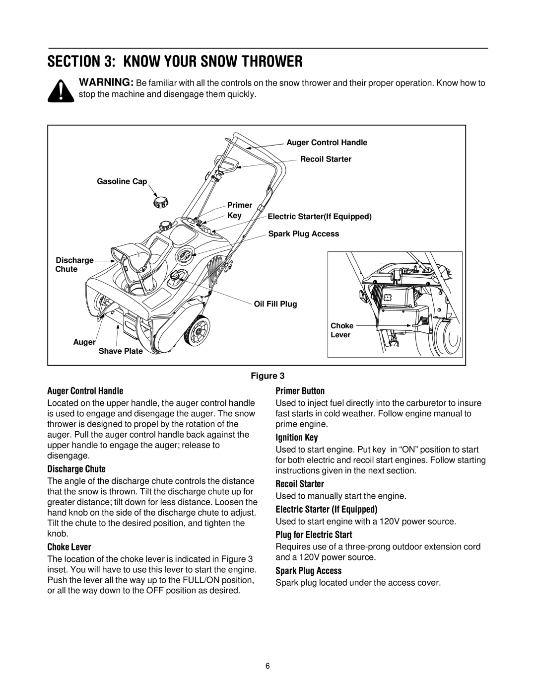 Yard-Man 2B5 & 295 manual Know Your Snow Thrower, Auger Control Handle 