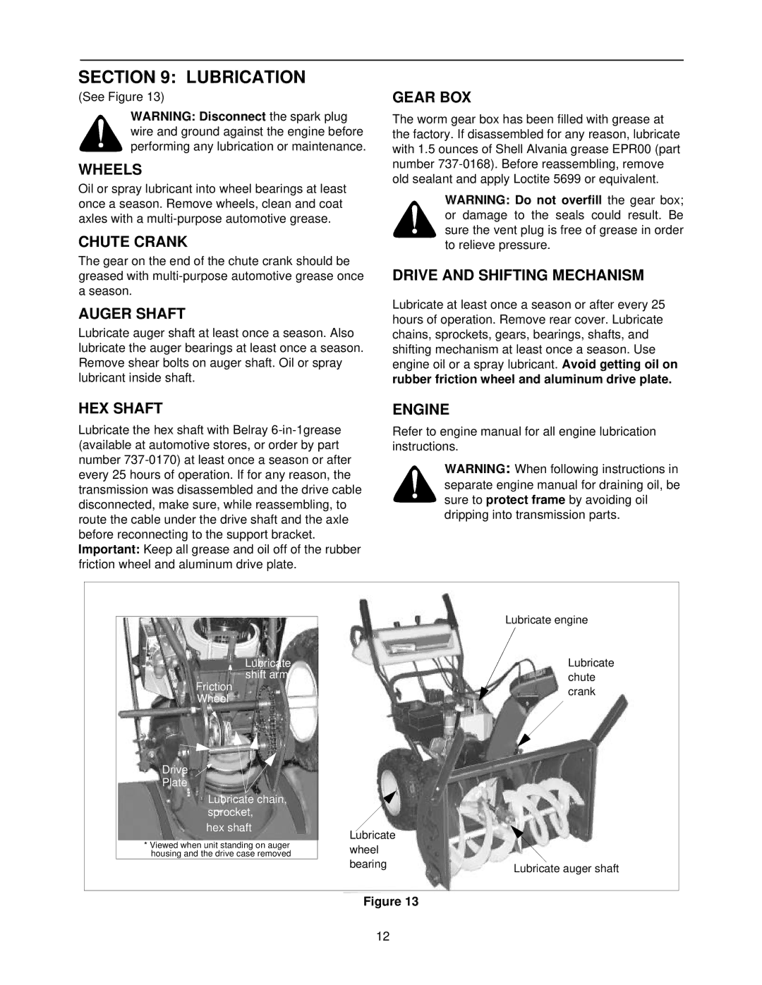 Yard-Man 31AE573H401, 31AE553F401 manual Lubrication 