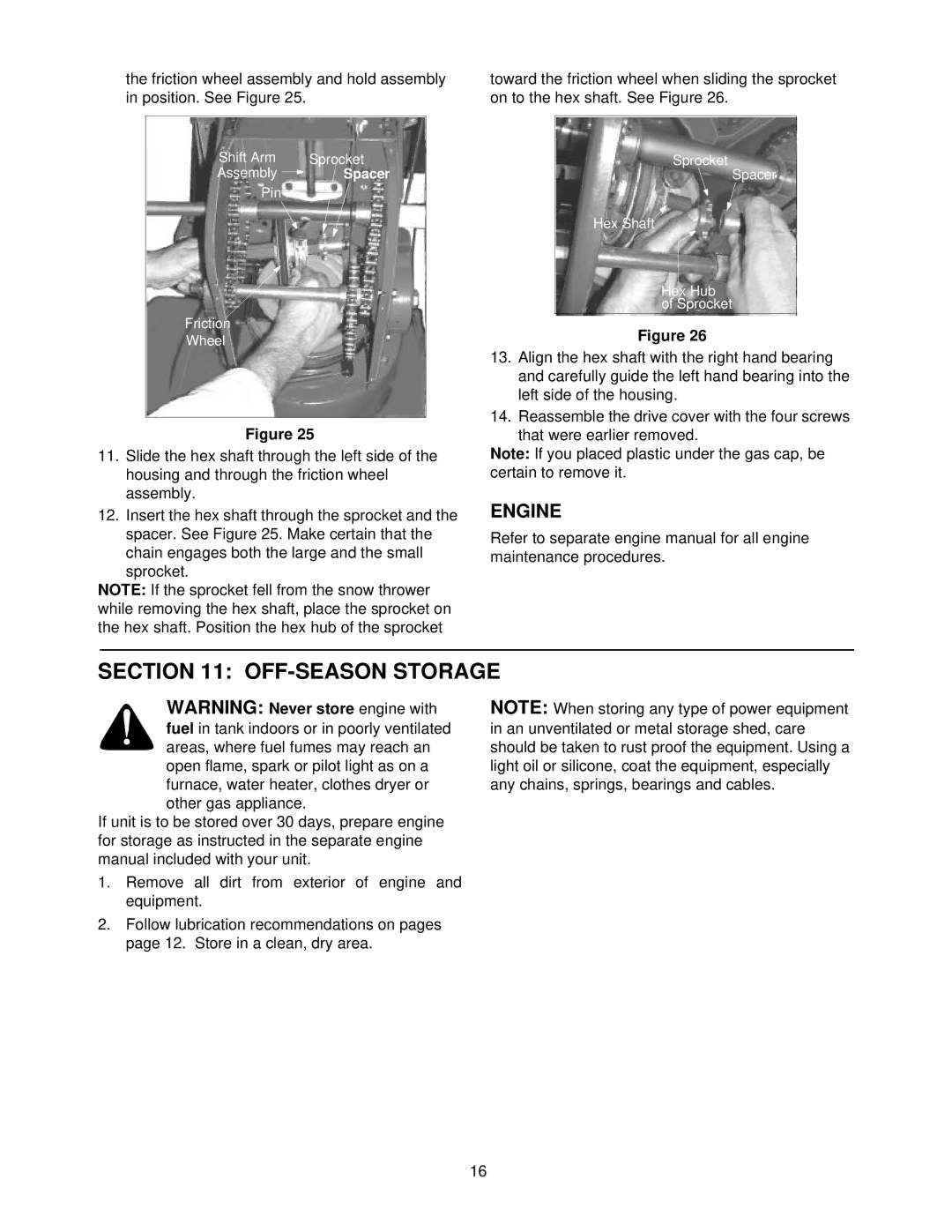 Yard-Man 31AE573H401, 31AE553F401 manual OFF-SEASON Storage, Engine 