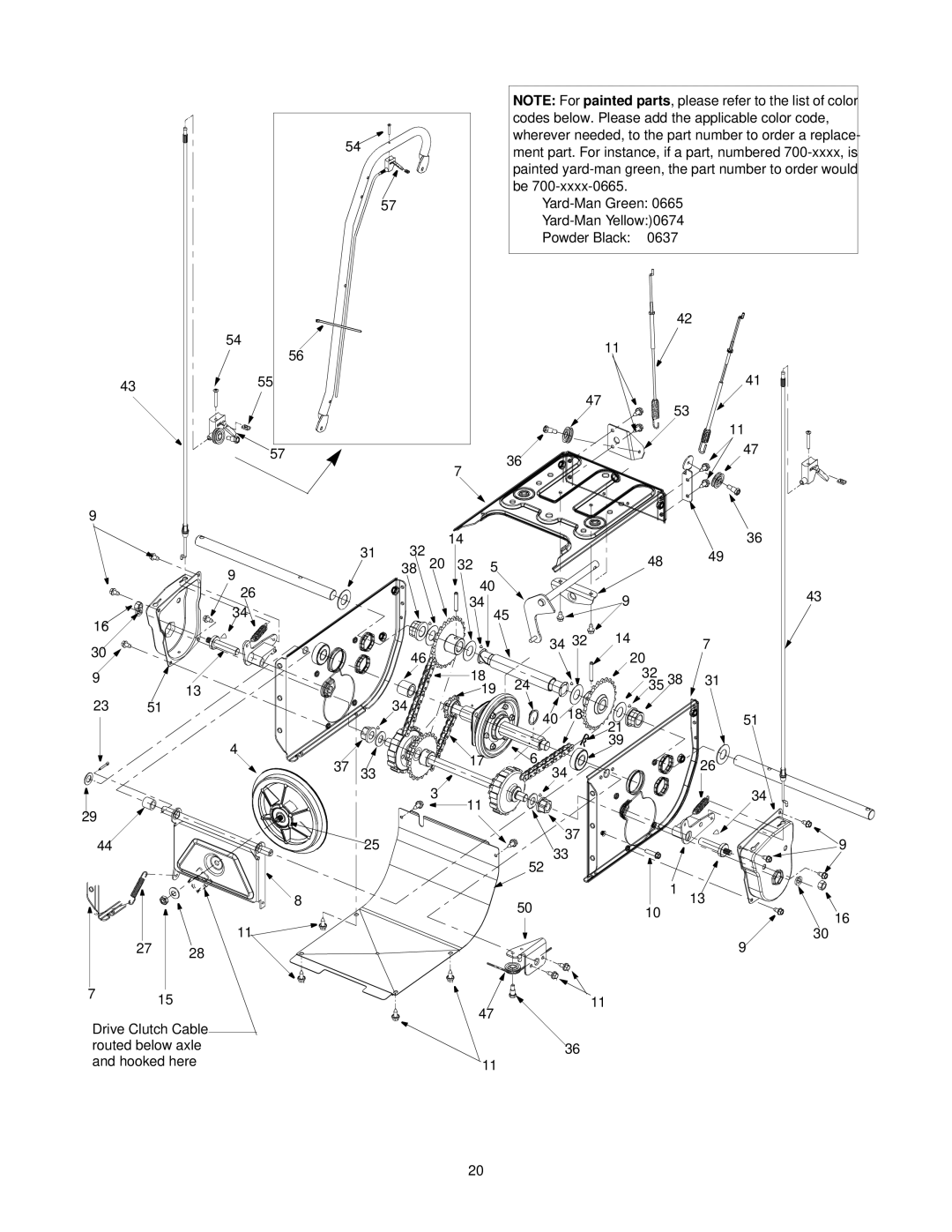 Yard-Man 31AE573H401, 31AE553F401 manual Codes below. Please add the applicable color code 