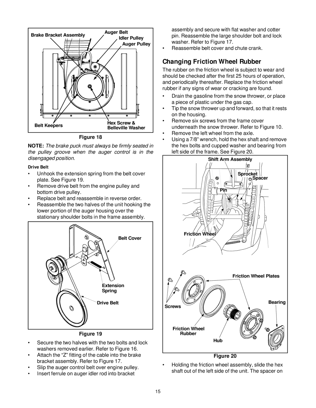 Yard-Man 31AE993J401 manual Changing Friction Wheel Rubber, Drive Belt 