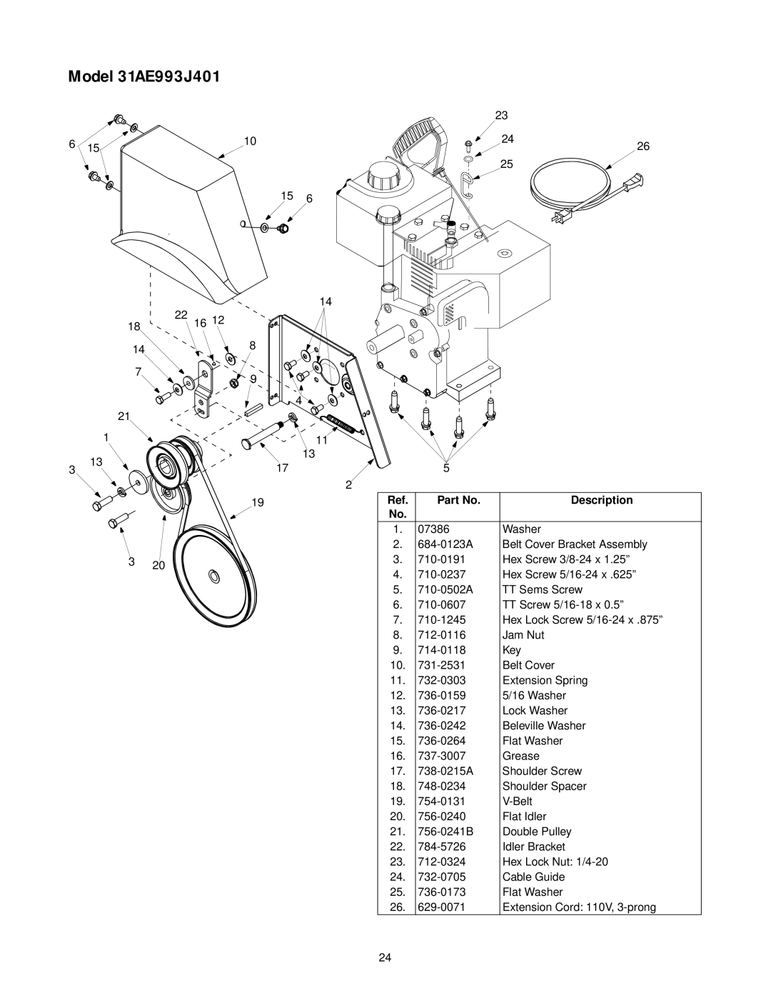 Yard-Man 31AE993J401 manual Description 